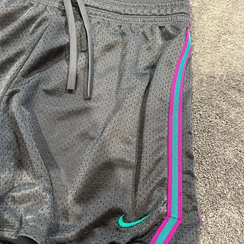 Womens NIKE Dri Fit Running Shorts blue‎ & purple side stripes